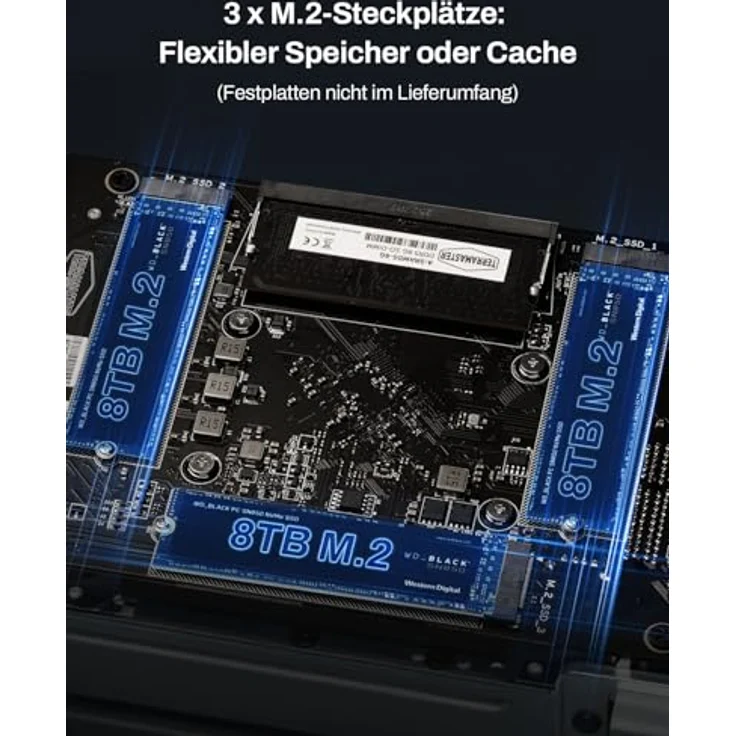 TERRAMASTER F2-425 Plus NAS-Speicher, 2-Bay, Intel N150 Quad-Core-CPU, 8 GB RAM DDR5, 5GbE LAN x 2, M.2-Steckplatz x 3, ohne Festplatte – Bild 3
