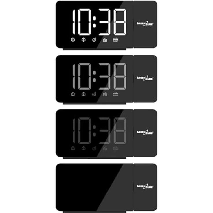 GreenBlue GB172, Digitaler LED-Radiowecker mit Projektor, FM-Radio, 12/24-Stunden-Anzeige, USB-Stromversorgung, schwarze Farbe – Bild 4