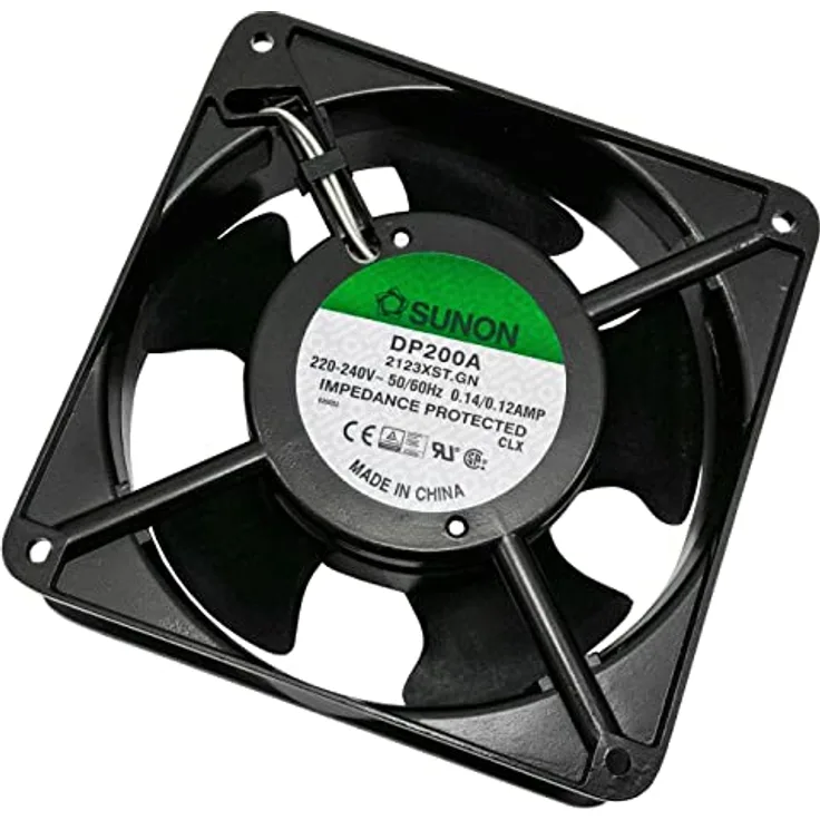 Sunon, Lüfter, Art.-Nr.: DP200A2123XST, Außenmaße:120x120x38mm, AC, 230V, 2700U/min, max. Lautstärke: 44dB(A), Gleitlager