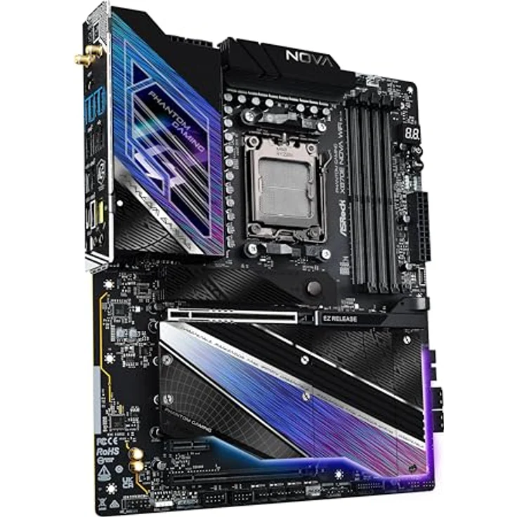 ASRock Phantom Gaming X870E Nova 90-MXBPX0-A0UAYZ, ATX Mainboard mit AMD RYZEN 9000 Serie Unterstützung, schwarz – Bild 3