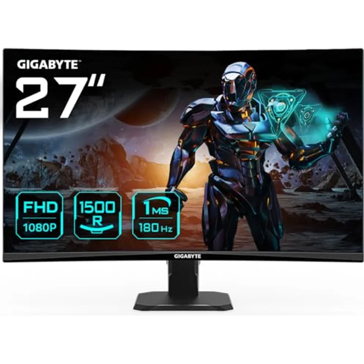 Gigabyte GS27FC 68.6 cm FHD Curved Gaming Monitor, 1920 x 1080, 180Hz, 1ms, FreeSync Premium, HDR Ready, HDMI 2.0, Displayport 1.4 – Bild 1