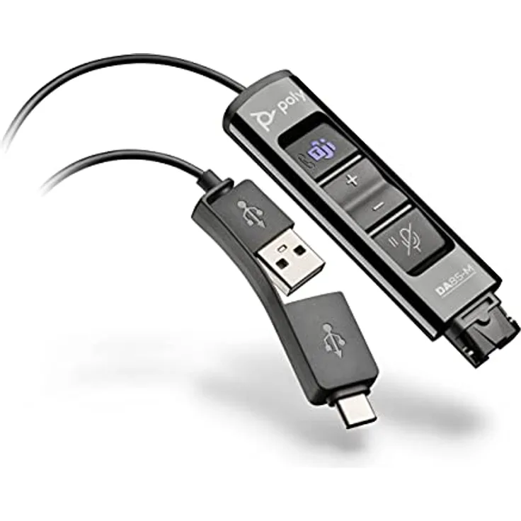 HP Poly DA85-M Soundkarte, externe Lautstärkenregelung mit USB-A und USB-C, zertifiziert für Microsoft Teams