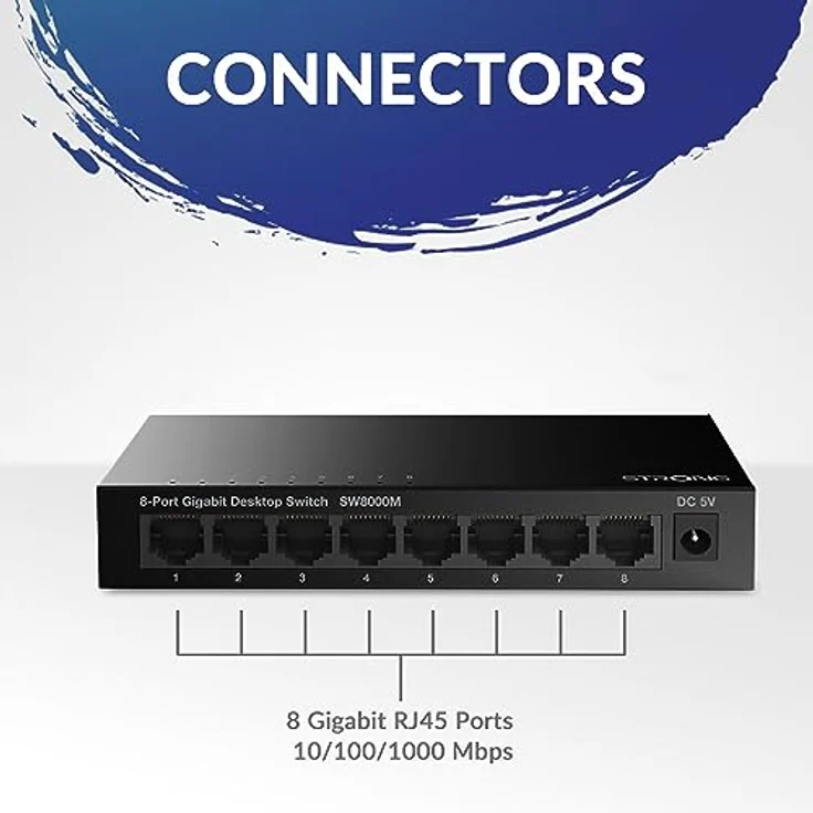 STRONG SW8000M in Metall | 8-Port Gigabit Desktop Switch | Tisch- und Wandmontage | Ideal für schnelle LAN-Verbindungen | optimiert Datenverkehr | lüfterlos | Netzwerkerweiterung | schwarz – Bild 5