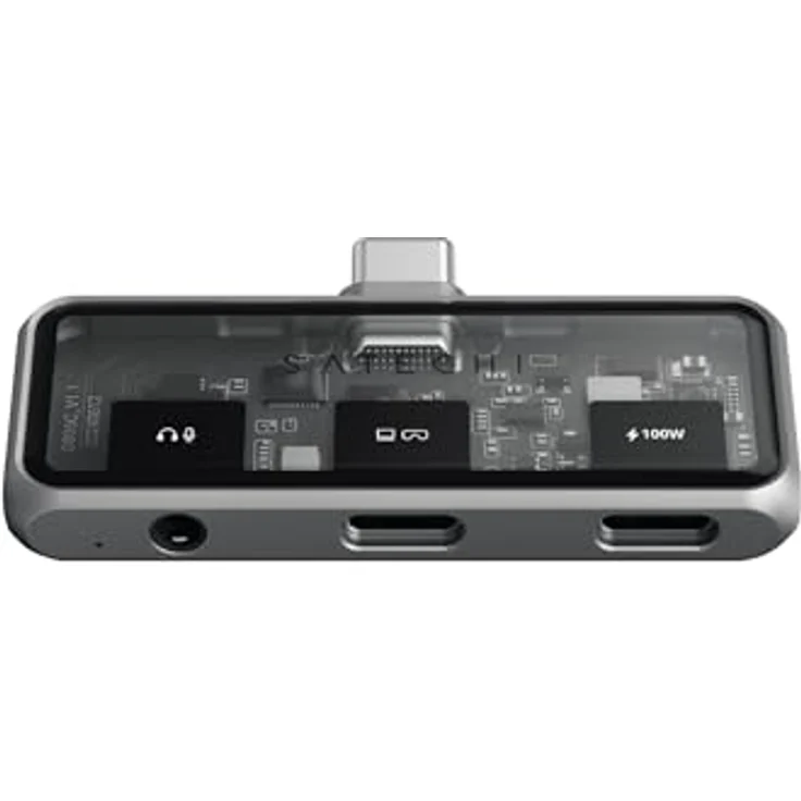 SATECHI Mobile XR Hub, USB-C-Adapter mit 100W Durchgangsladung, 10Gbps Datenübertragung, Videoausgang für XR/AR-Brillen, 4K-Auflösung, 3,5mm Audioanschluss, silber – Bild 1