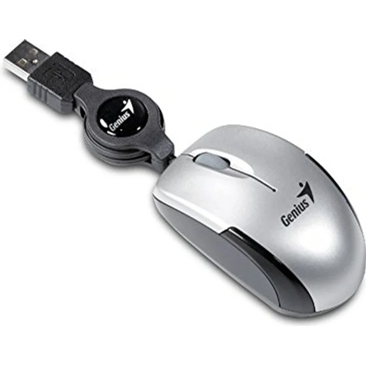 Genius Micro Traveller Laptop Optical Mouse with Scroll Wheel USB 1200 DPI 3 Buttons with Rollable Cable 74 mm Silver – Bild 2