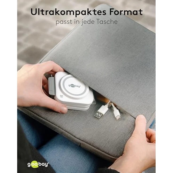goobay 65312 MagSafe Ladestation/Kabelloses 3in1-Ladegerät/Faltbar,USB-C Wireless Charger für iPhone, AirPods und Aple Watch / 15W Travel Charging Station – Bild 4