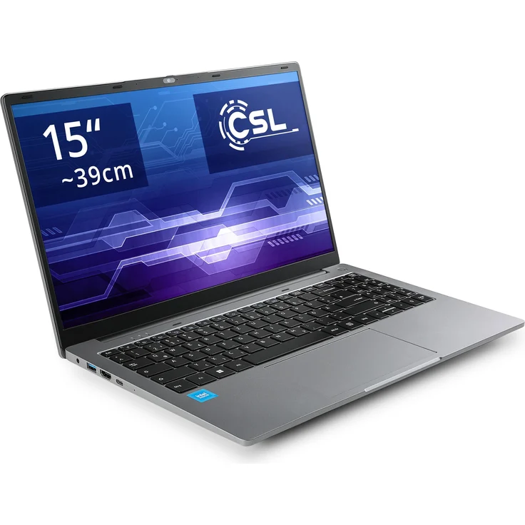 CSL R'Evolve C15 v4, Notebook mit Intel N100, 16 GB RAM, 4000 GB SSD, 15,6" FHD IPS, Windows 11 Pro, Grau