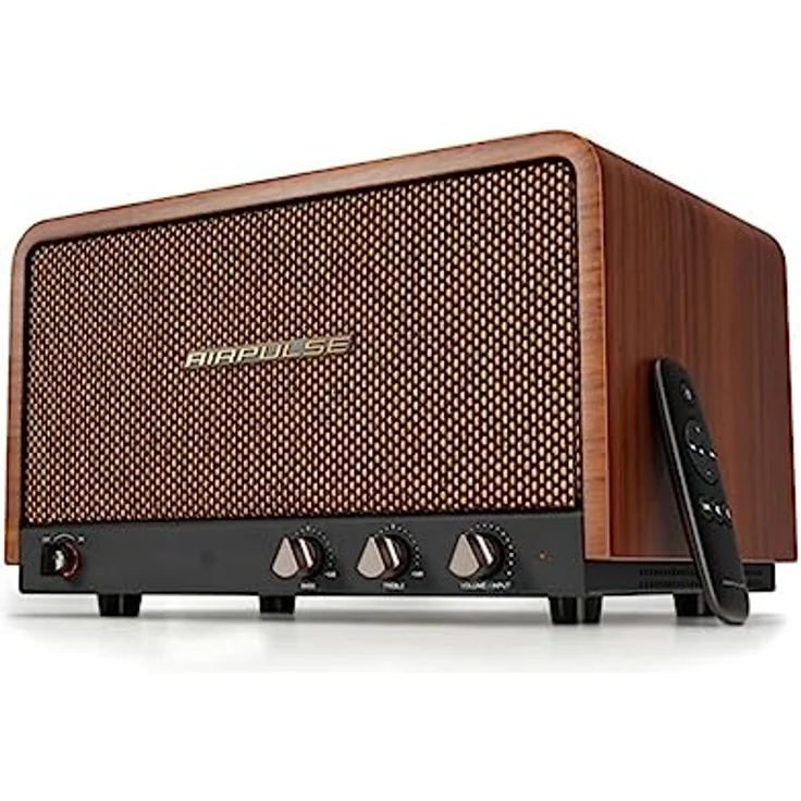Airpulse Edifier AIRPULSE P100X - Multitreiber Lautsprechersystem (60W) im Retro-Look mit Bluetooth 5.1 (aptX) - Holz – Bild 5