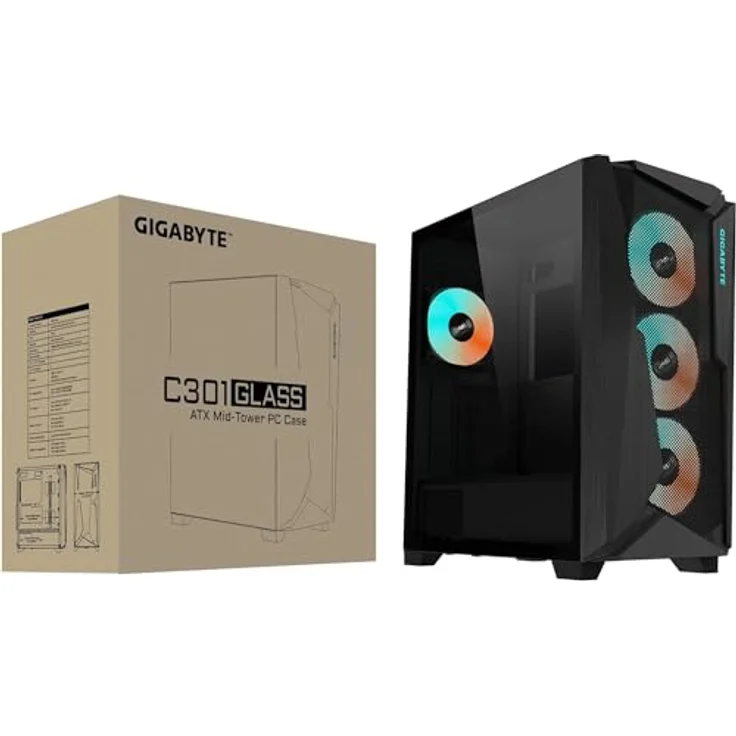 Gigabyte C301G V2 (ATX, Mini ITX, mATX), Schwarz, PC-Gehäuse – Bild 7