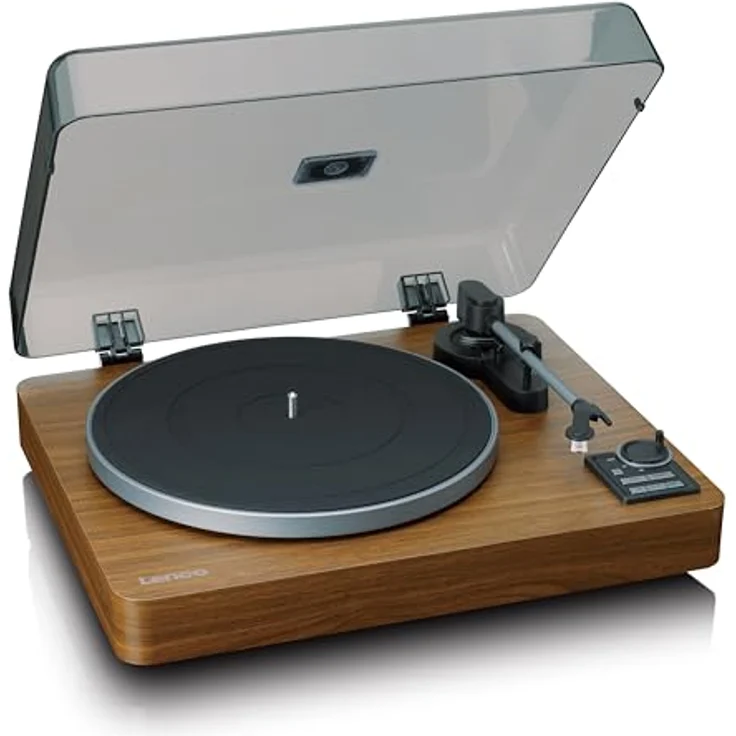 Lenco LBTA-165WD Vollautomatischer Plattenspieler - Bluetooth 5.3 - Holzgehäuse - Metall-Plattenteller & AT3600L Tonabnehmer - Auto-Start & Auto-Return - 2 Geschwindigkeiten (33/45 U/min) - Integriert - Stilvolles Design in Holzoptik – Bild 3