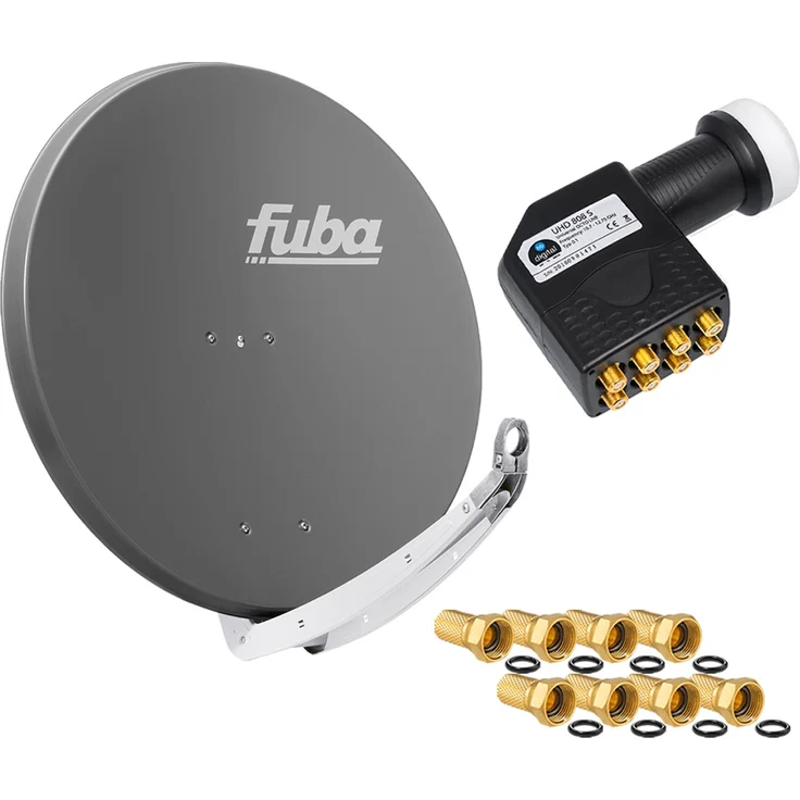 hb-digital Sat Anlage Fuba DAA 850, 85cm Aluminium anthrazit mit Octo LNB für bis zu 8 Teilnehmer