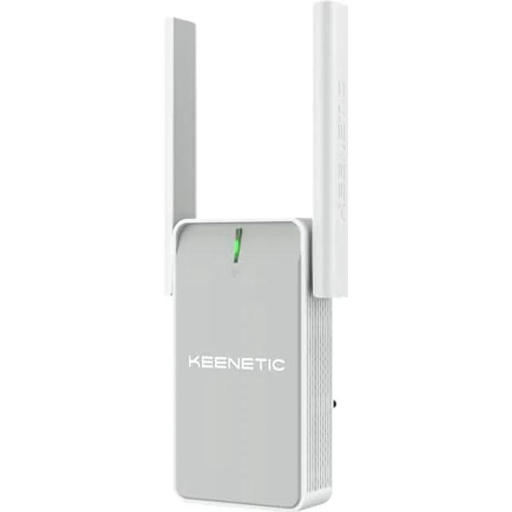 Keenetic Buddy 5 AC1200 Mesh Wi-Fi 5 Range Extender with Ethernet Port, compact design, works with different routers, compatible with Keenetic Mesh Wi-Fi system.