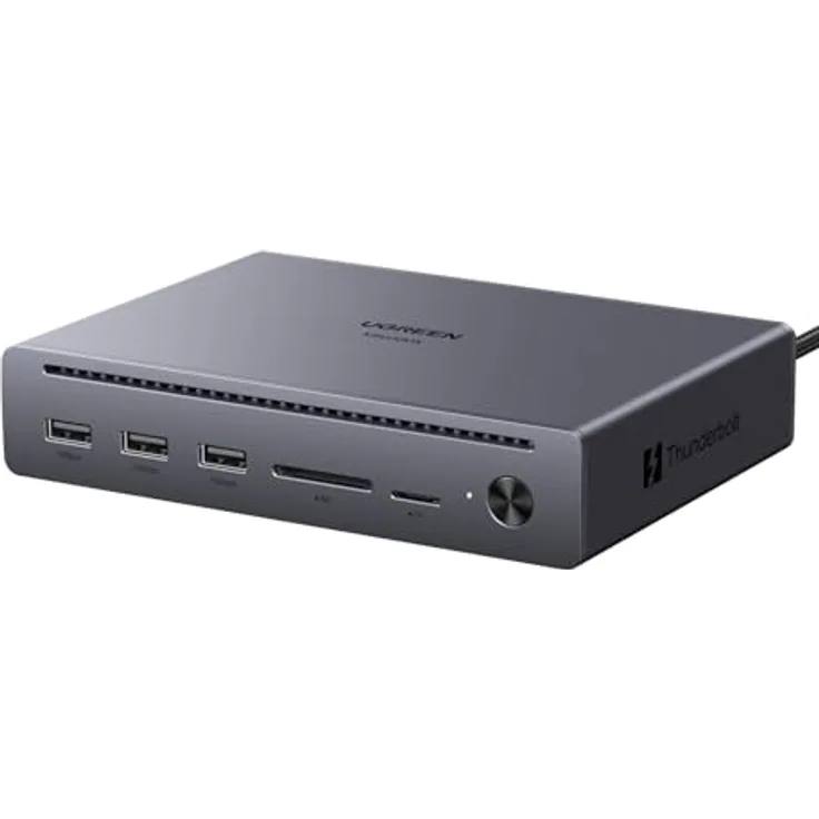 UGREEN Maxidok Thunderbolt 5 Docking Station, 10-in-1 TBT5 Dock, 120Gbps Datentransfer, Single 8K/Dual 6K@60Hz Display, 100W Aufladen, Gigabit Ethernet für MacBooks und Windows-Laptops