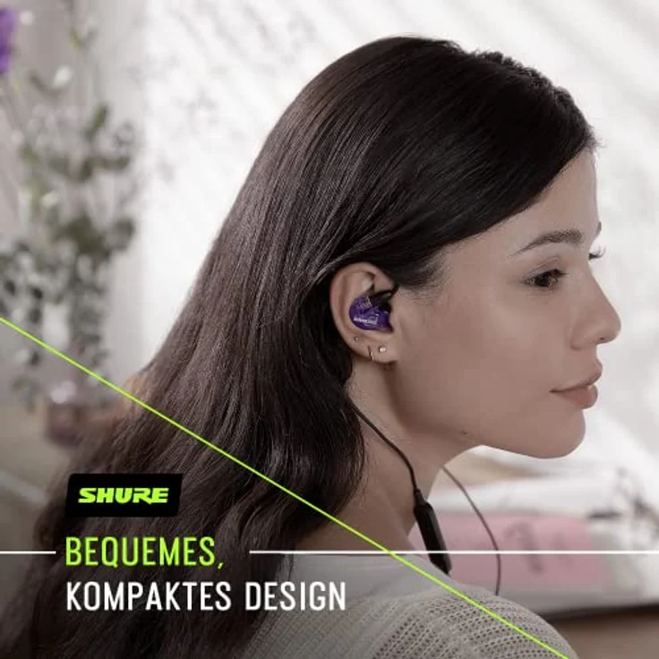 Shure SE215 Special Edition Uni Sound Isolating Ohrhörer, EIN Treiber, In-Ear, abnehmbares Kabel, transparenter Klang und kraftvolle Bässe, Musik, Videospiele, Telefonieren - Violett – Bild 4