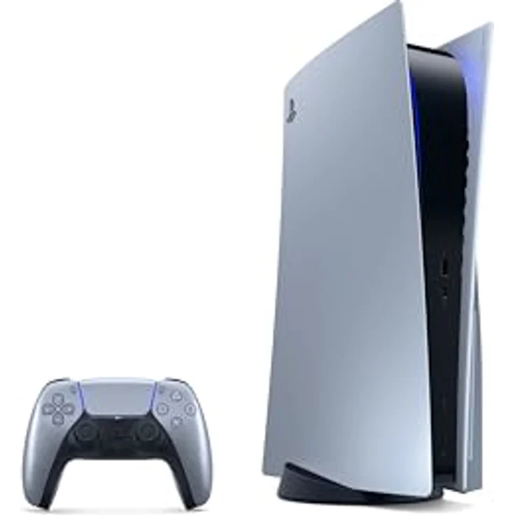 Playstation DualSense Wireless-Controller - Sterling Silver, immersives haptisches Feedback, adaptive Trigger, integriertes Mikrofon – Bild 5