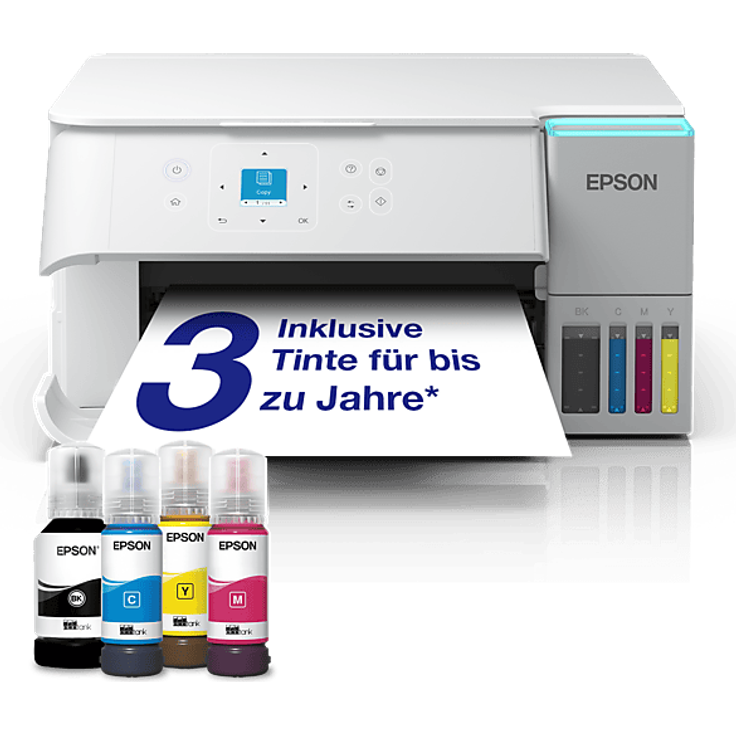 EPSON EcoTank ET-2956, 3-in-1 Tintentankdrucker in Weiß mit Duplex, WiFi, Apple AirPrint und 40 Euro CashBack – Bild 1