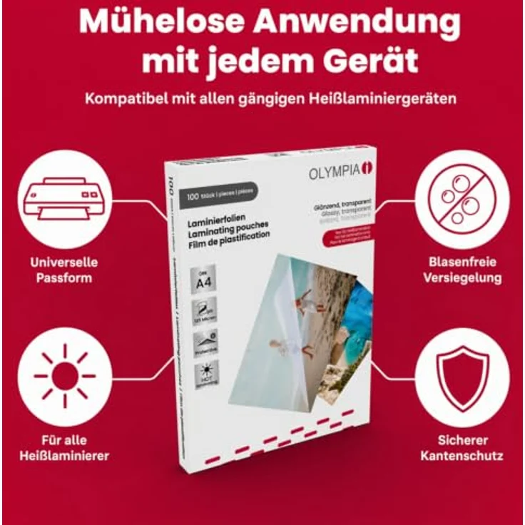 Olympia Laminierband, A4 (210 x 297 mm), 100 Stück – Bild 5