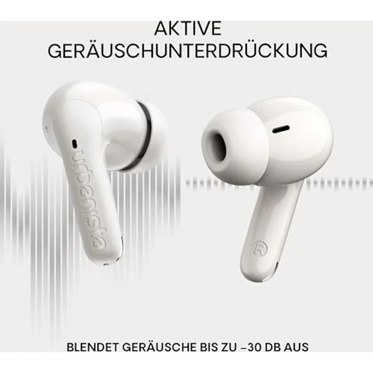 Urbanista Palermo, True Wireless Stereo Kopfhörer mit aktiver Geräuschunterdrückung, bis zu 32 Stunden Akkulaufzeit, spritzwassergeschützt, Weiß – Bild 2