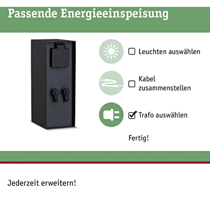 Paulmann 94700 Plug & Shine Außenleuchte Zubehör Steckdosensäule Rio IP44 Anthrazit Gartenbeleuchtungssystem Anschlüsse 2x 230V 2x Plug & Shine 24V – Bild 2