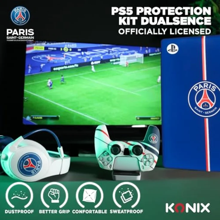 Konix 82531124022, Gamepad für PlayStation 5, Schwarz/Blau/Grau, rutschfeste Oberfläche, Plug & Play, Kunststoff – Bild 5