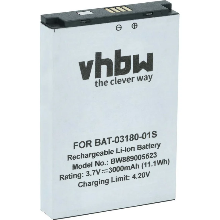 vhbw Akku Ersatz für Sonim BAT-03180-01S, 3000 mAh Li-Ion Batterie für Outdoor Smartphones, schwarz/weiß