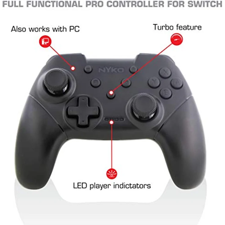 Nyko Mini Wireless Core Controller, kabelloser Gamepad für Nintendo Switch und PC, schwarz – Bild 3