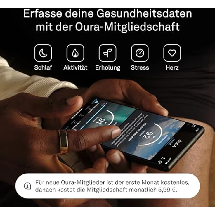 Oura Ring Gen3 Heritage (10, Gold), Smart Ring zur Überwachung von Schlaf, Aktivität, Stress und Herzfrequenz, Gold – Bild 4