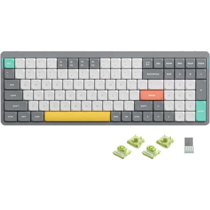 nuphy Air96 V2 Mechanische Tastatur Kabellos mit niedrigem Profil, 100 Tasten RGB Hot-Swap Tastatur unterstützt 2.4GHz Wireless/Bluetooth/USB-C für PC/Laptop/Windows/Mac-Grey Gateron Aloe Switch – Bild 1