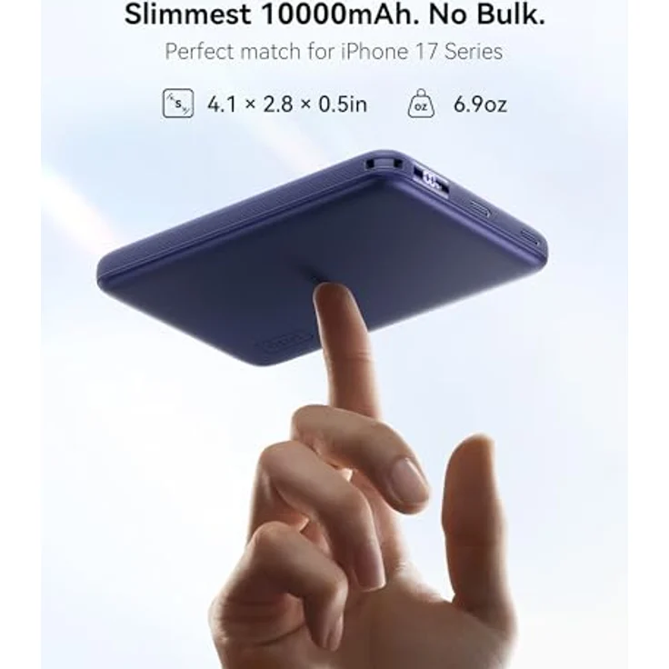 INIU Qi2 25W MagSafe Power Bank, Dünnste 10000mAh Kabelloses Ladegerät mit 45W USB-C Schnellladung, LED Anzeige, Flugsicher für iPhone 17-12 Serie, Blau – Bild 2