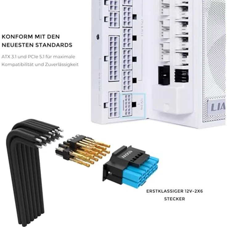 Lian Li Edge Gold 1000 PC Netzteil Weiß, 1000 Watt ATX Netzteil, PCIe 5.1, ATX 3.1 PSU | 80 Plus Gold, leiser Lüfter, USB Hub & Fan Hub – Bild 5