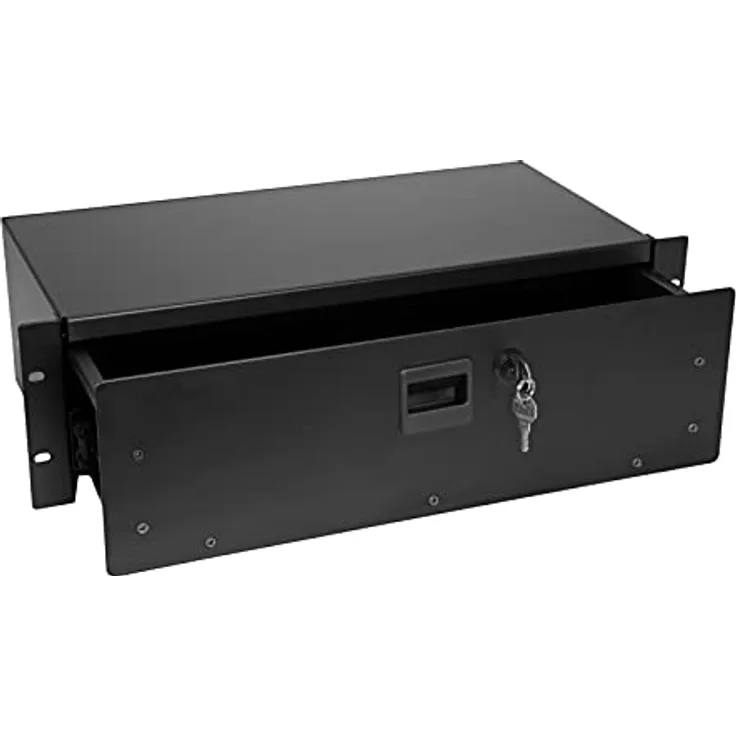 OMNITRONIC Rackschublade SN-3 Rackschublade mit Schloss 3HE | Abschließbare Schublade für 19" Racks