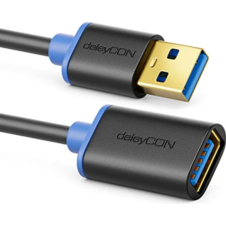 deleyCON 1m USB 3.0 Super Speed Verlängerungskabel - USB A-Stecker zu USB A-Buchse - USB 3.0 Super Speed Technologie bis zu 5 Gbit/s - Schwarz/Blau - Preisvergleich – Bild 3