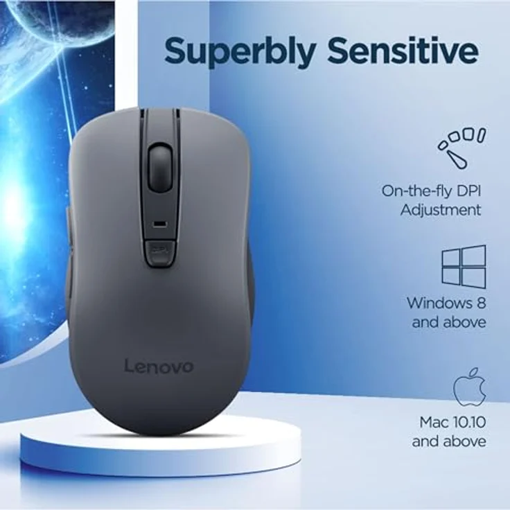 Lenovo WL310 Bluetooth Silent Mouse, kabellose Maus mit geräuschlosem Klicken, Acryl – Bild 4