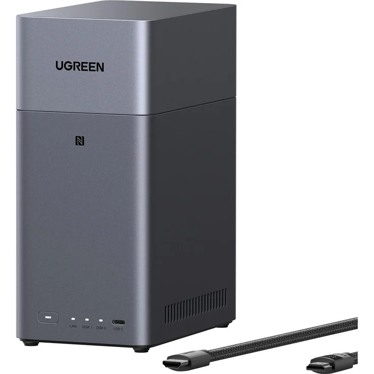 Ugreen NASync DH2300, 2-Bay NAS mit KI-Foto-Sortierung und 4K HDMI-Ausgang, Silber