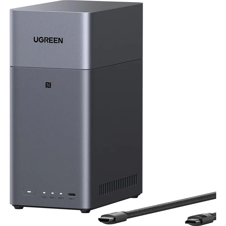 Ugreen NASync DH2300, 2-Bay NAS mit KI-Foto-Sortierung und 4K HDMI-Ausgang, Silber