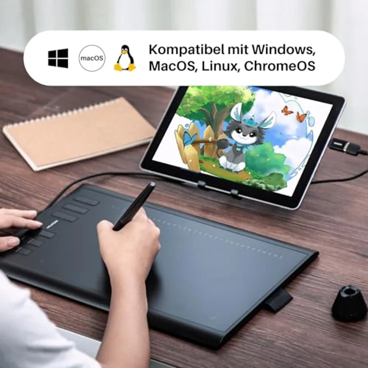 HUION Inspiroy H1060P Grafiktablett, 10x6.25 Zoll, batteriefreier Stift, 12 Hotkeys, Android-kompatibel – Bild 7