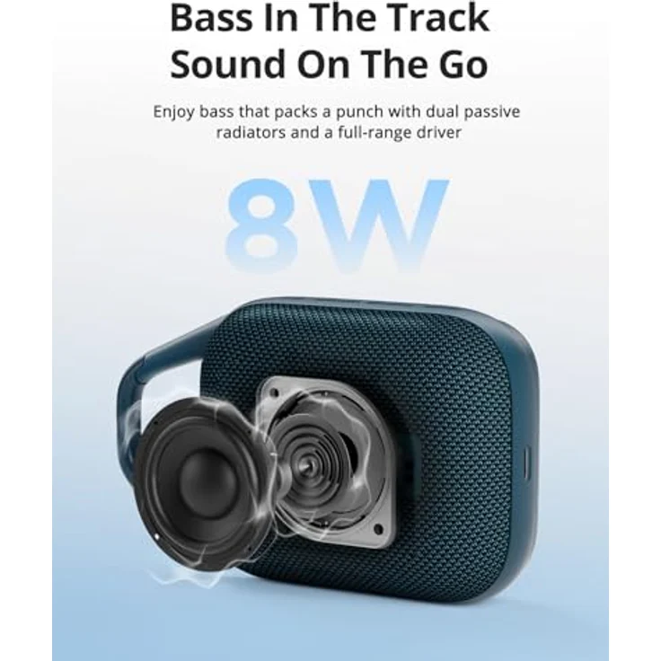 Tronsmart H1 Tragbare Outdoor Bluetooth Lautsprecher Musikbox, 20 Stunden Spielzeit, lauter Klang und kraftvoller Bass, integrierter Karabiner, IPX7 wasserdicht, anpassbarer EQ, Bluetooth 5.3 (Blue) – Bild 3