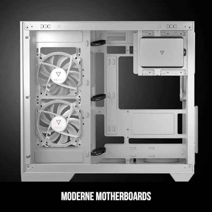 Modecom ATX Volcano Panorama Apex ARGB 7F Midi Halb-Tower-Gehäuse weiß, mehrfarbig, 44,6 x 51,4 x 37,8 cm – Bild 3
