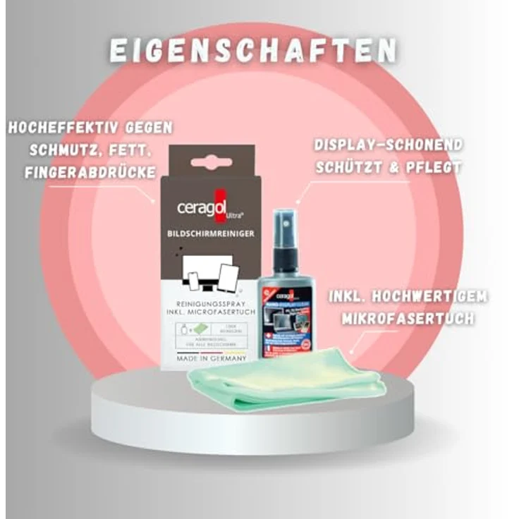 Bildschirmreiniger Set - Für alle Bildschirme, staubabweisend, 50ml Spray + Tuch – Bild 3