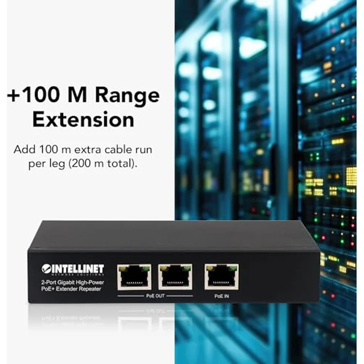 intellinet 561266 2-Port Gigabit High-Power PoE+ Extender, 2 PSE-Ports Metall Schwarz – Bild 5