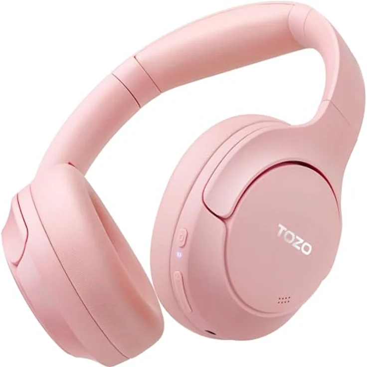 TOZO HT2 Kabelloser Bluetooth Kopfhörer Over-Ear mit Hybrid Active Noise Cancelling, 56 Stdn. Spielzeit, Hi-Res Audio, Kristallklare Anrufe, Tiefer Bass, APP Steuerung - Rosa – Bild 1