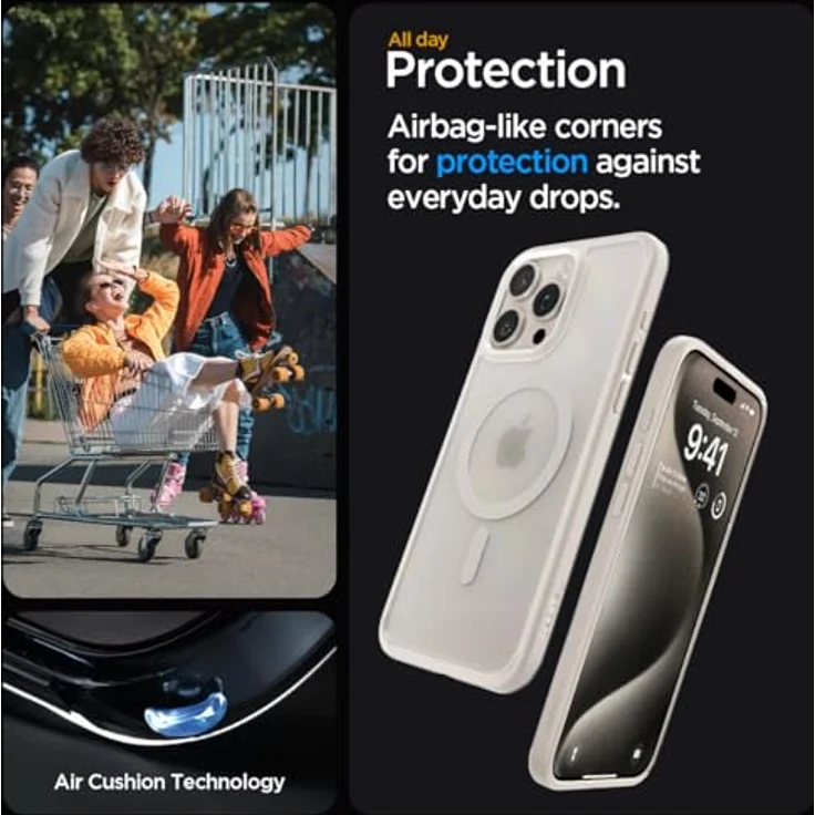 Spigen iPhone 15 Pro Max Ultra Hybrid Frost MagFit Hülle [Anti-Yellowing] -Natürliches Titan – Bild 4