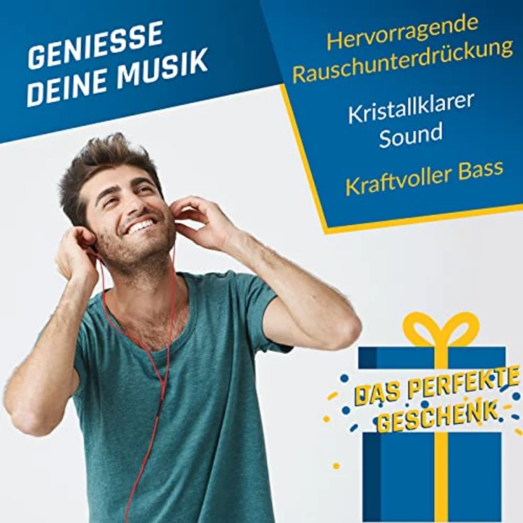 KLIM Fusion In-Ear Kopfhörer mit Memory Foam rot – Bild 6