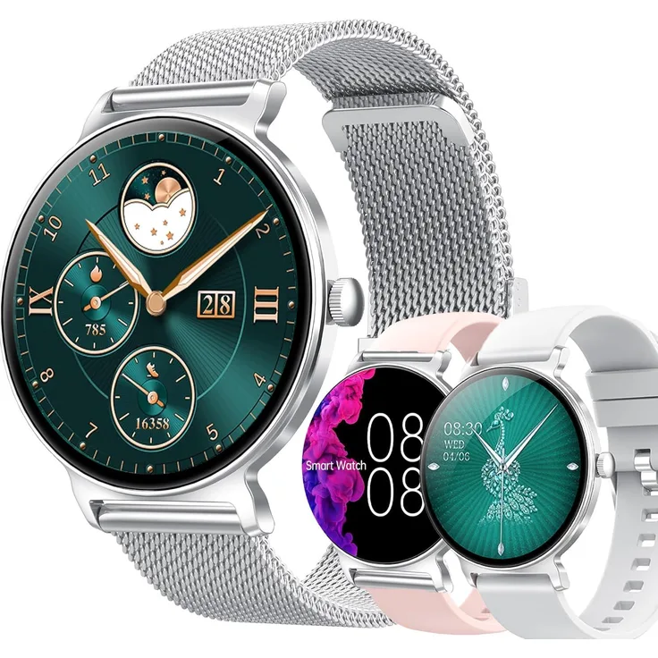 SGDDFIT Elegante Smartwatch mit Telefonfunktion, 1,27" AMOLED Touch, IP68, Gesundheits- & Sporttracking, Blau