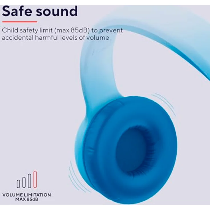 Trust Nouna Bluetooth Kopfhörer Kinder mit Lautstärkenbegrenzer (85dB) für Kinderen ab 4 Jahre, On Ear Faltbares Headset mit Mikrofon, 15 Stunden Spielzeit, Kinder Kopfhörer Kabellos, Blau – Bild 3