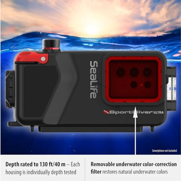 SeaLife SportDiver Ultra Unterwasser-Smartphone-Tauchgehäuse für iPhone 8 und höher, wasserdicht bis 39,6 m, blau – Bild 5