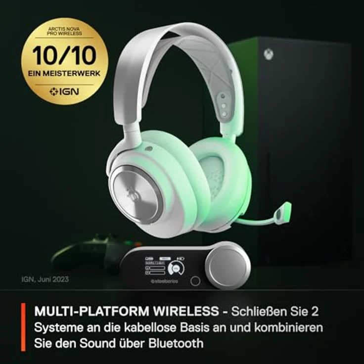 SteelSeries Arctis Nova Pro Wireless Xbox -Multi-System Gaming Headset -Magnetische Neodym-Treiber -Active Noise Cancellation -Infinity Power System -ClearCast Gen 2-Mic –PS5, Switch, Mobile PC -Weiss – Bild 2