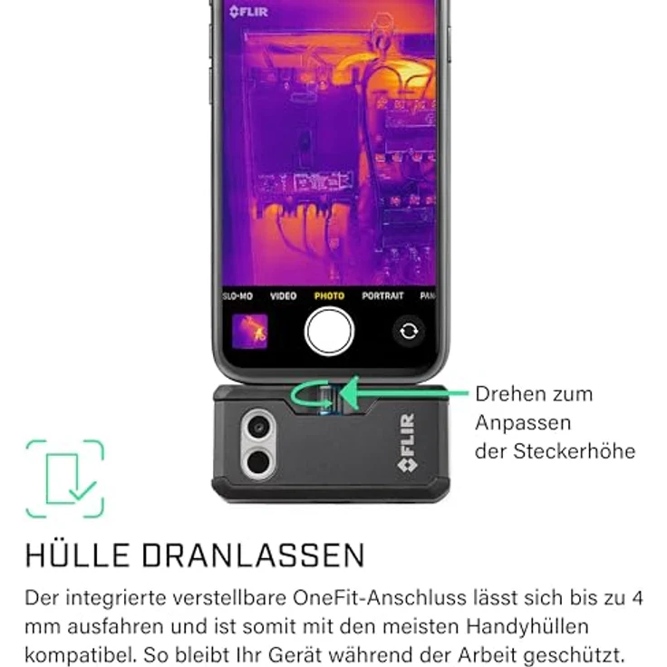 FLIR FP3IC Wärmebildkamera, Schwarz, 160 x 120 Pixel, thermische Empfindlichkeit 150 mK, USB-C, Akkulaufzeit bis 1 Stunde – Bild 3