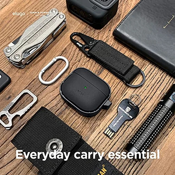 elago EDC Etui mit Schlüsselanhänger Kompatibel mit AirPods 3 Case Cover - Stoßabsorbierendes Design, strapazierfähiges TPU Material, unterstützt drahtloses Laden, Ganzkörperschutz (Schwarz) – Bild 3