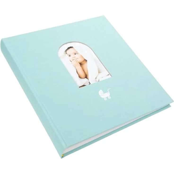 goldbuch Babyalbum Cozy Nest Aqua, Fotoalbum mit Kinderwagenmotiv, 62 Seiten und 6 losen Seiten, 31 x 30 x 4 cm – Bild 3
